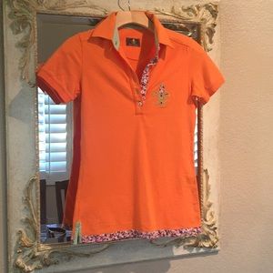 Fior da Liso polo-style shirt. Orange. US size 4